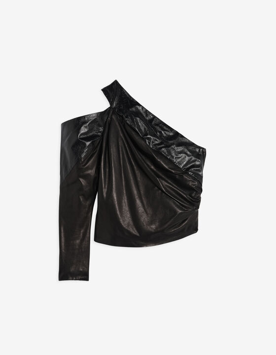 ASHAK ASYMMETRICAL LEATHER TOP