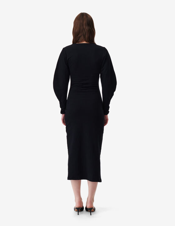 LONG SLIT V-NECK DRESS