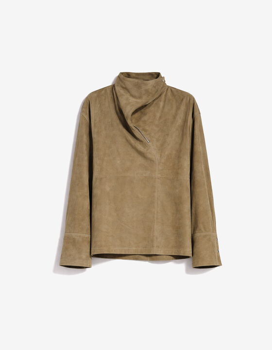 LONG-SLEEVED SUEDE LEATHER TOP