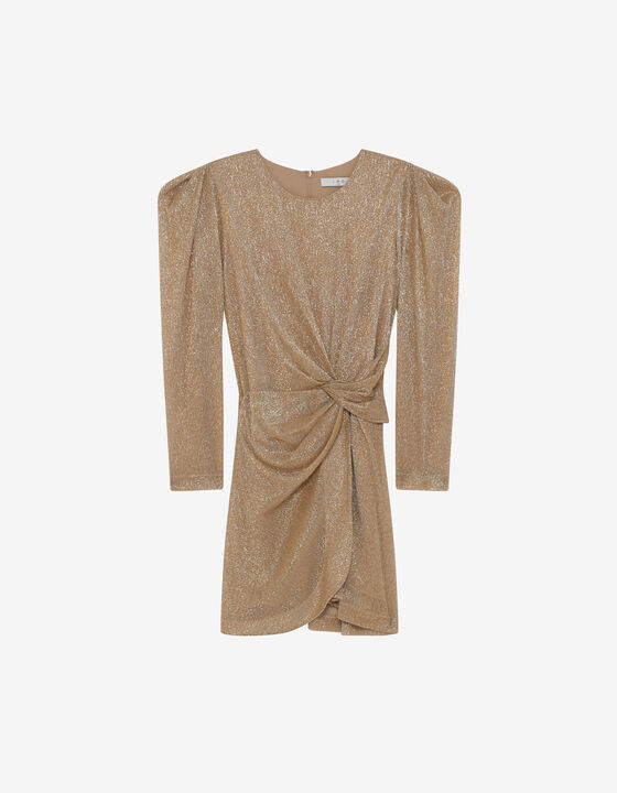 SHORT DRAPED ROUND-NECK DRESS