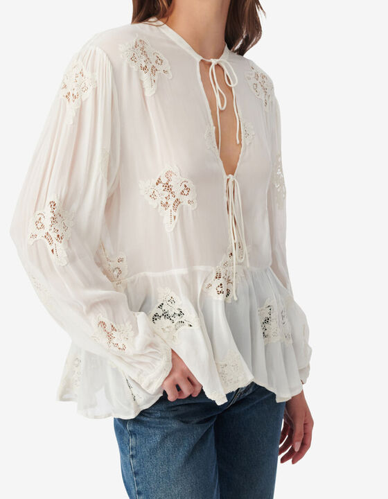 EMBROIDERED TOP WITH TIES