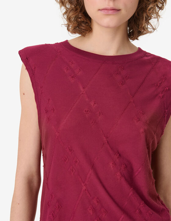 TEXTURED SLEEVELESS T-SHIRT
