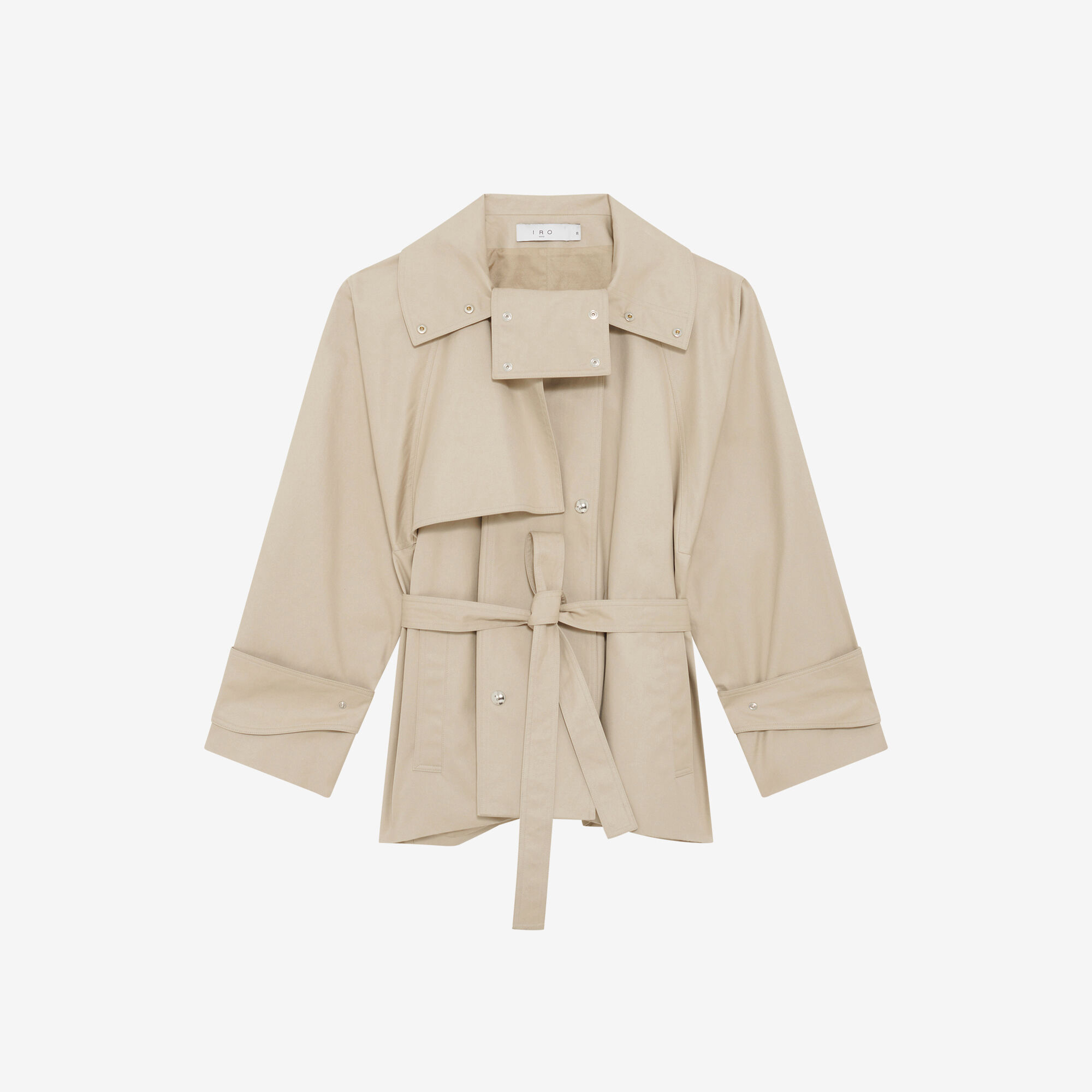 RALYA women beige cotton short belted trench coat | IRO
