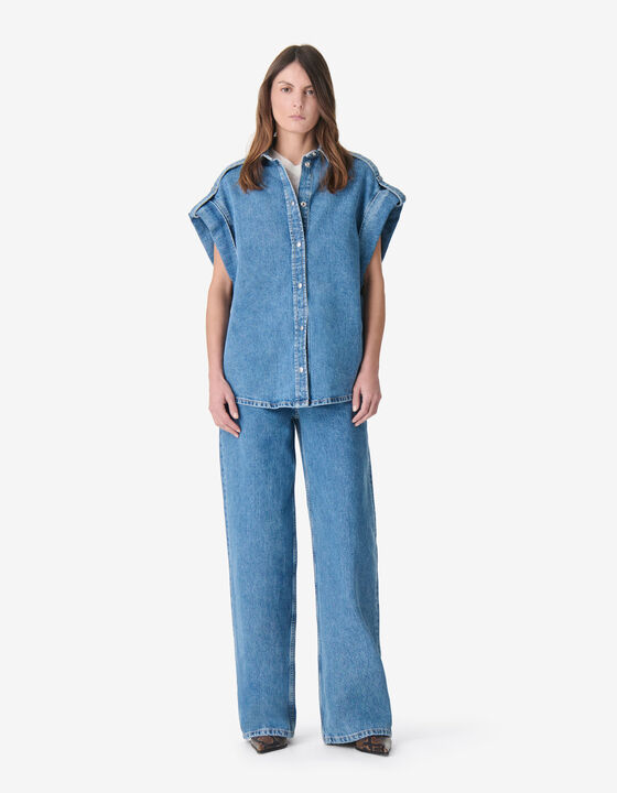 WASHED DENIM OVERSHIRT&nbsp;