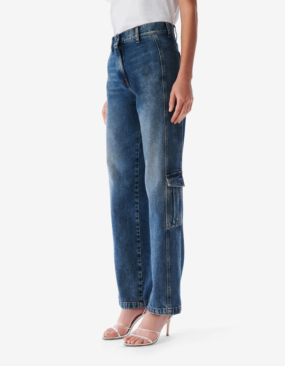 HIGH-WAISTED FADED JEANS