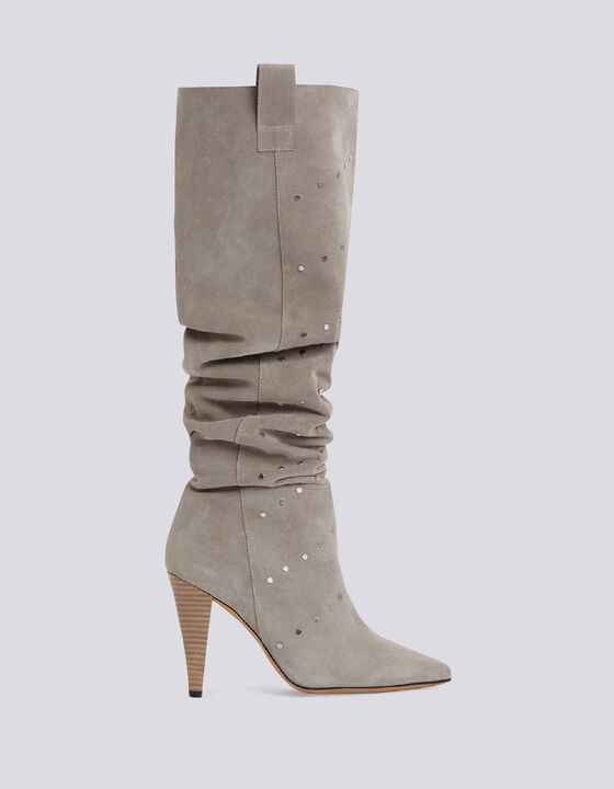 ELGOW STUDDED SUEDE SLOUCHE BOOTS