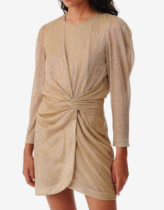 SHORT DRAPED ROUND-NECK DRESS