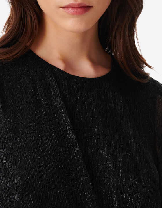 SHORT DRAPED ROUND-NECK DRESS