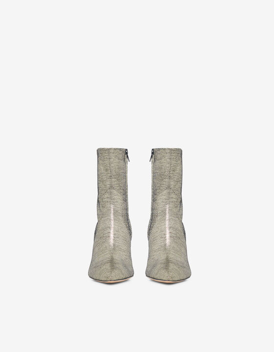 FOIL HIGH-HEEL ANKLE BOOTS