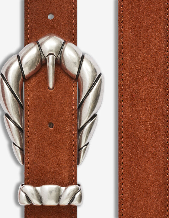 SUEDE BELT WITH SCULPTED BUCKLE