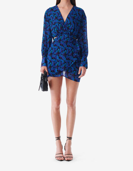 SHORT PRINTED V-NECK DRESS