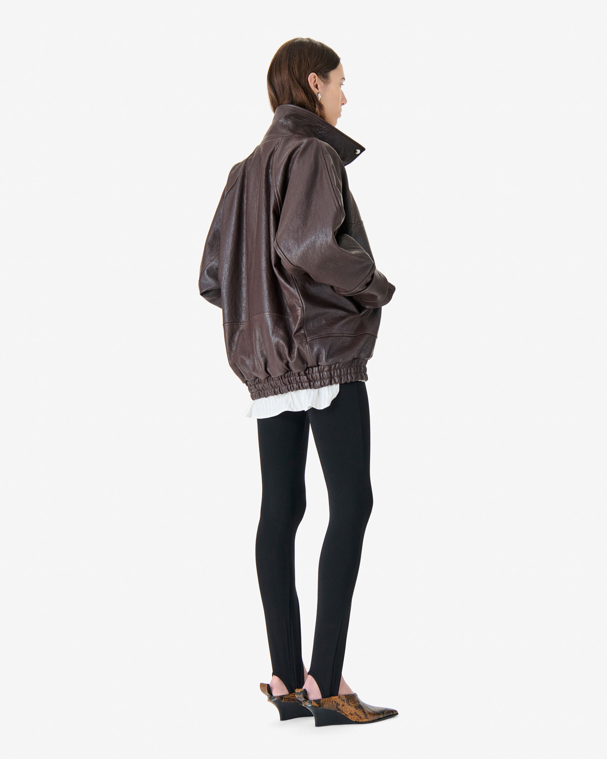 ONICO women brown oversized lambskin leather jacket | IRO