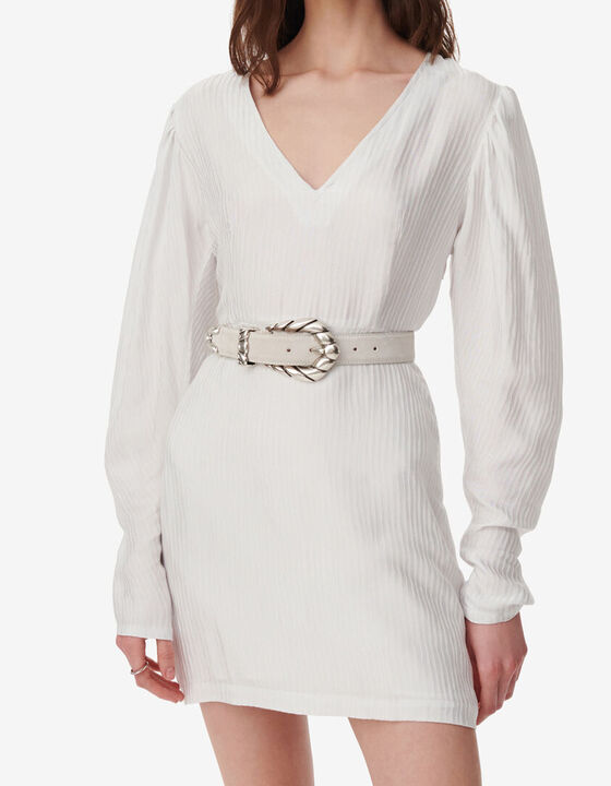 STRIPED JACQUARD V-NECK DRESS
