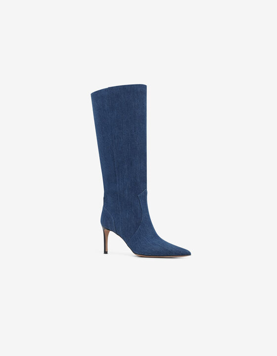 DENIM HIGH-HEELED BOOTS