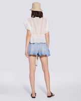 LEAN CREW NECK EMBROIDERED BLOUSE TOP image number null