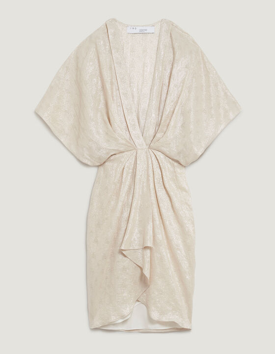 HALSEY V NECK METALLIC MINI DRESS