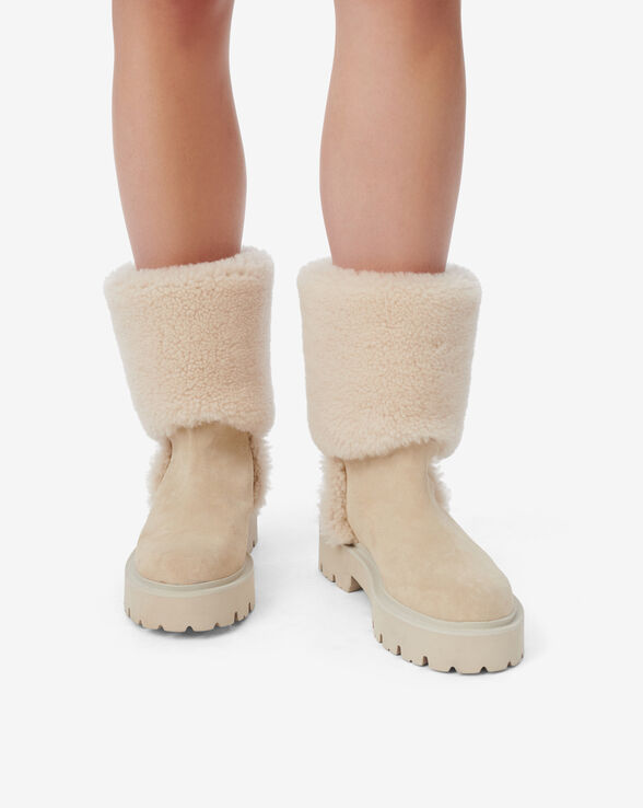 MOON LEATHER AND SHEARLING BOOTS