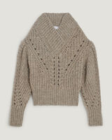 QUALYA PUFF SLEEVE OPEN KNIT SWEATER image number null