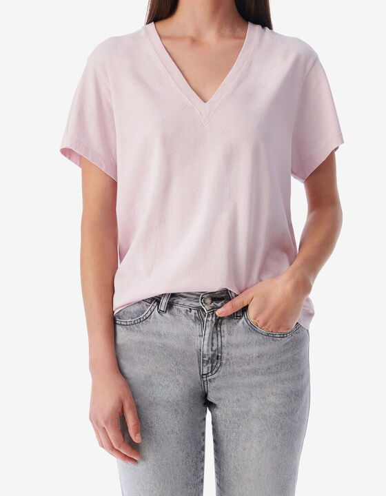 T-SHIRT COL V À LOGO