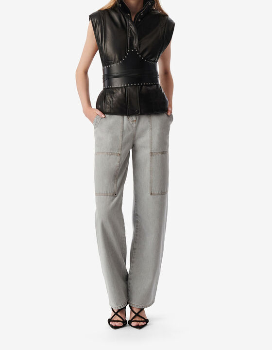 SLEEVELESS LEATHER JACKET