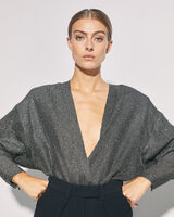 BANJO METALLIC KNIT V NECK TOP image number null