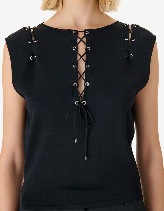SLEEVELESS LACE-UP TOP