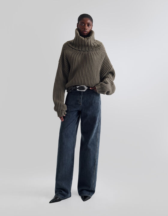 HIGH-NECK RIBBED SWEATER