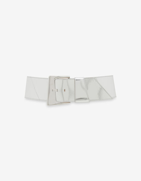 OVERSIZED BELT IN SILVER-TONED LEATHER