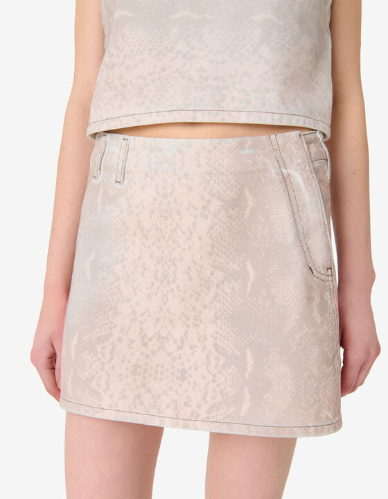 PRINTED DENIM SKIRT