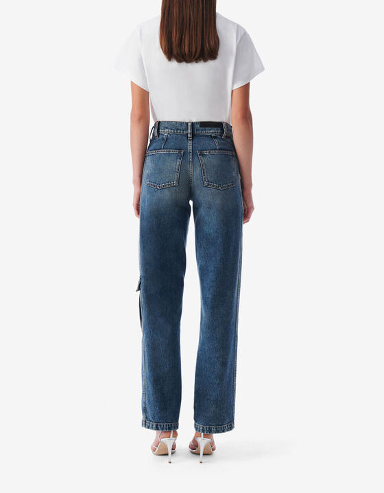 HIGH-WAISTED FADED JEANS