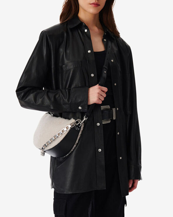 ARC XL FUR SHEARLING AND LEATHER SHOULDER BAG
