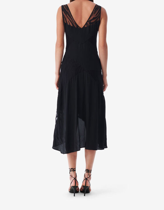 SILK V-NECK DRESS WITH LACE