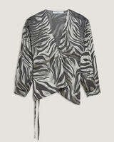 NURAT ZEBRA PRINT VELVET WRAP TOP  image number null