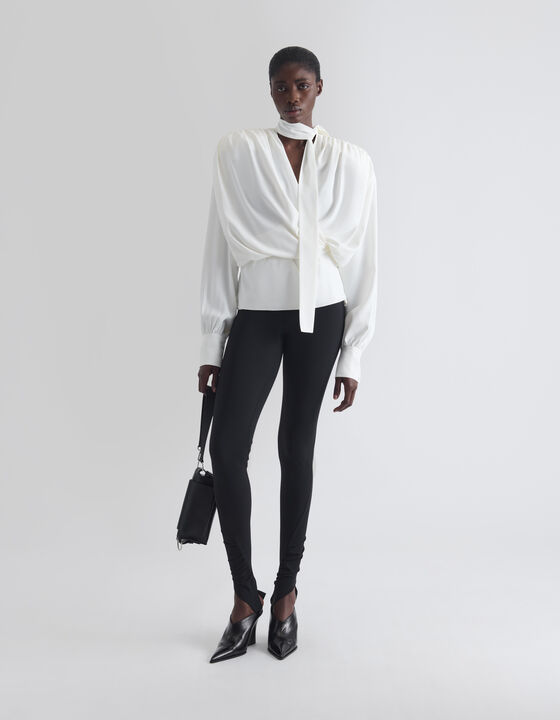 DRAPED BLOUSE WITH A TIED COLLAR