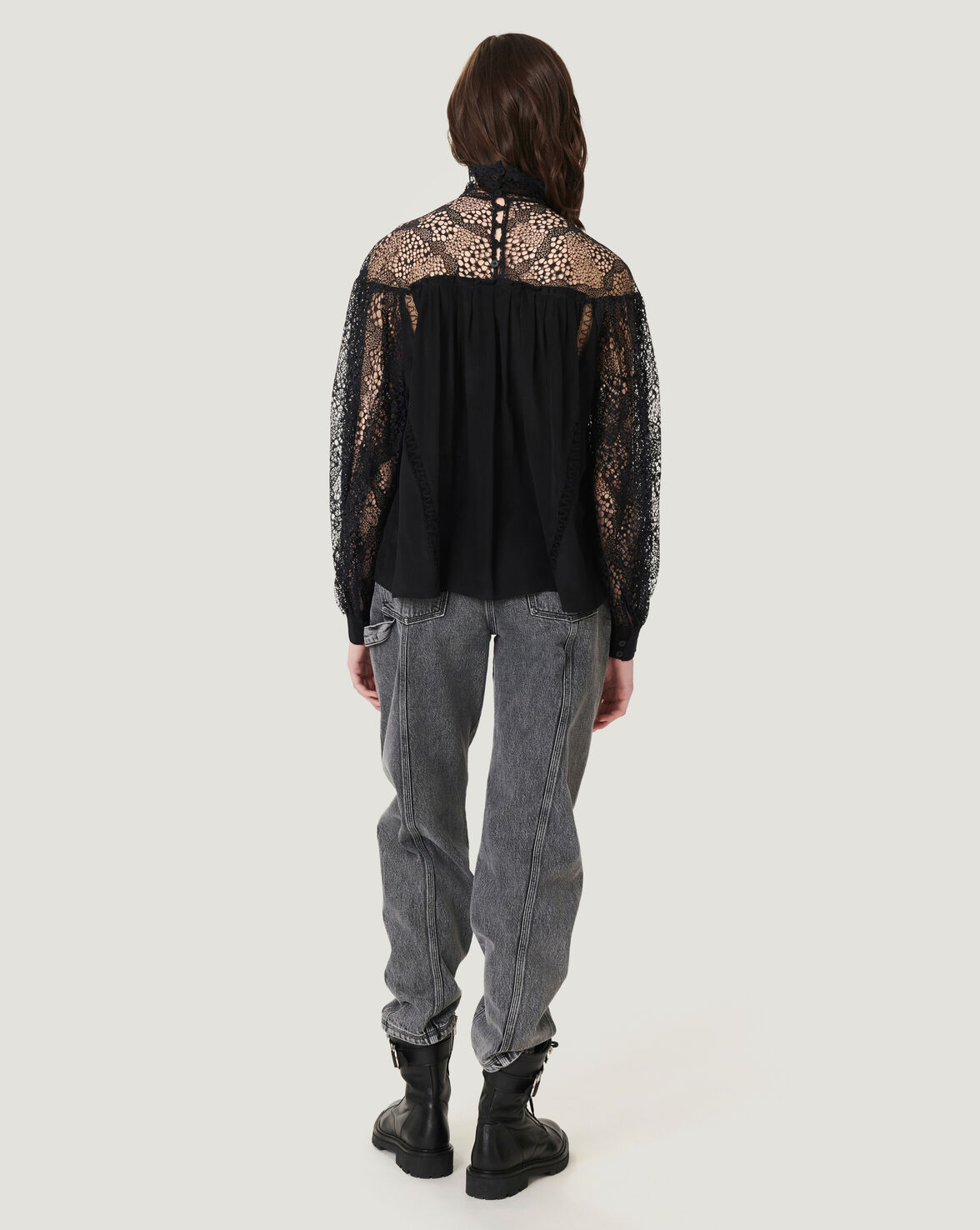 DIGWED OPEN LACE HIGH NECK TOP image number null