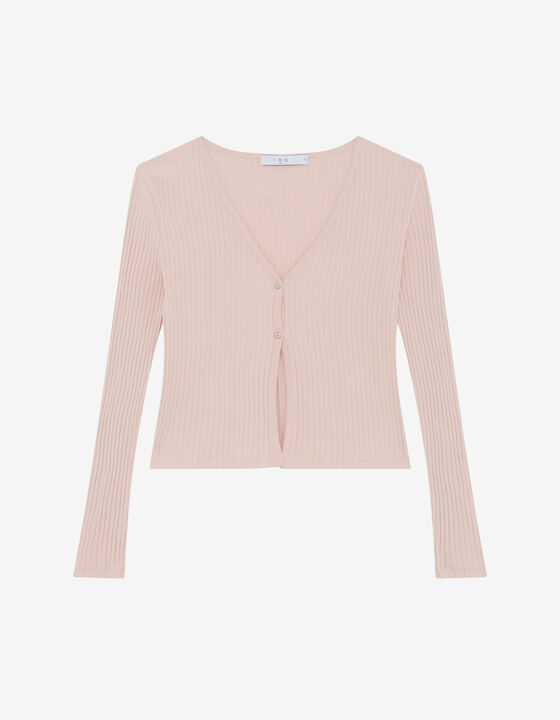 RIBBED V-NECK CARDIGAN