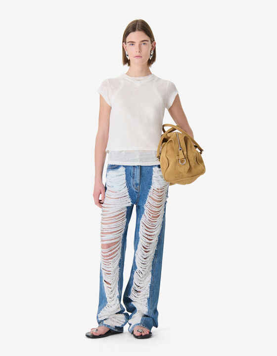 T-SHIRT EN LIN COL V