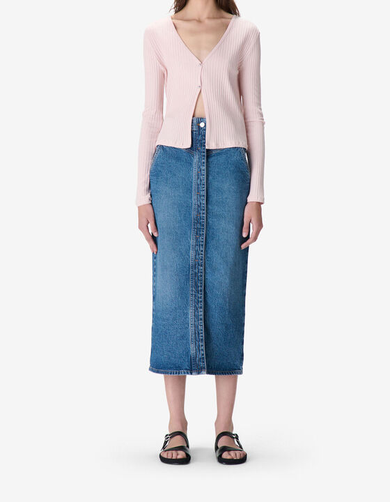 RIBBED V-NECK CARDIGAN