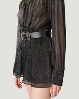 DANNIC METALLIC KNIT MINI SHORTS image number null