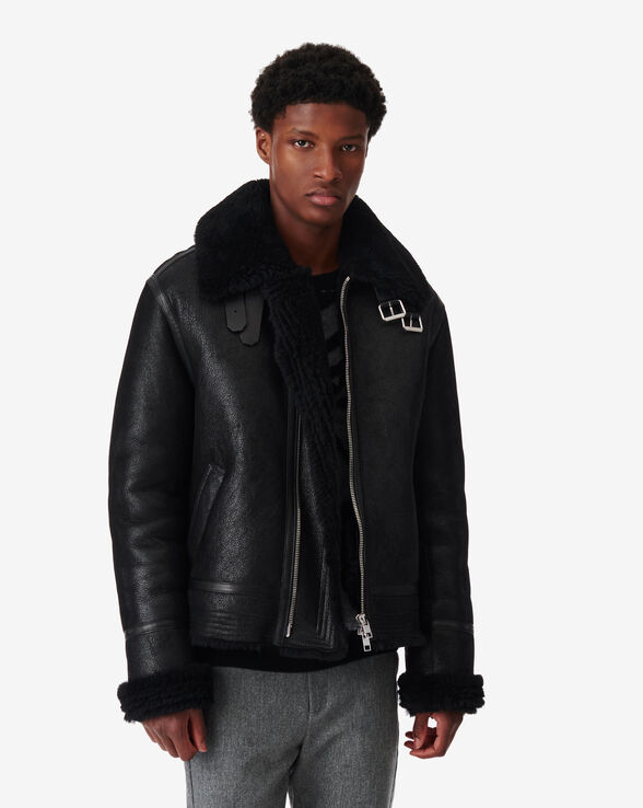 DELEO LEATHER STAND-UP COLLAR JACKET