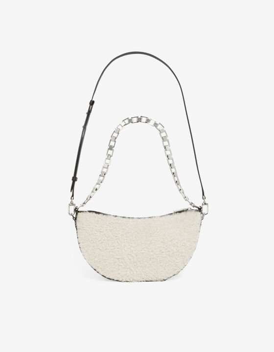 FUR SHEARLING AND LEATHER SHOULDER BAG