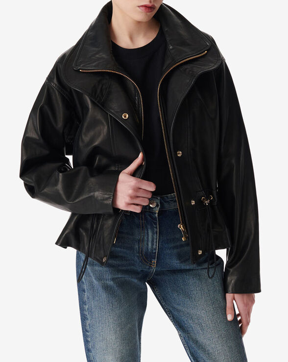 VESTE EN CUIR COL MONTANT SERIAN