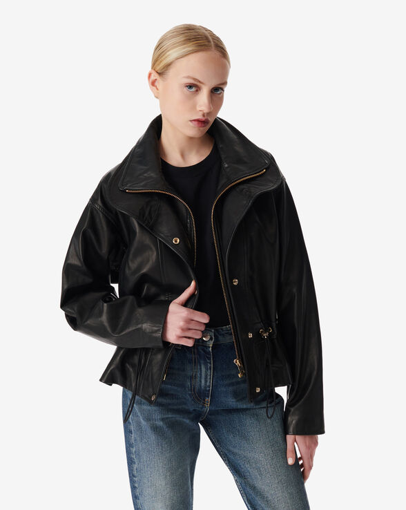 SERIAN STAND-UP COLLAR LEATHER JACKET