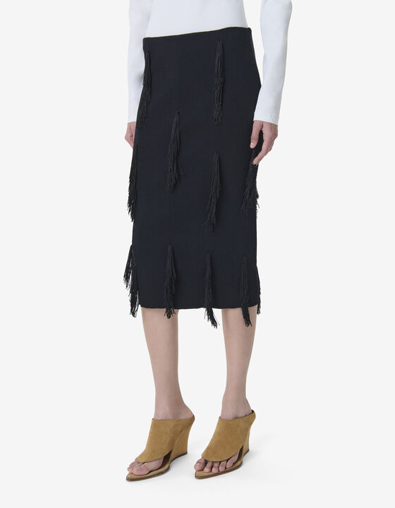 FRINGED MIDI SKIRT