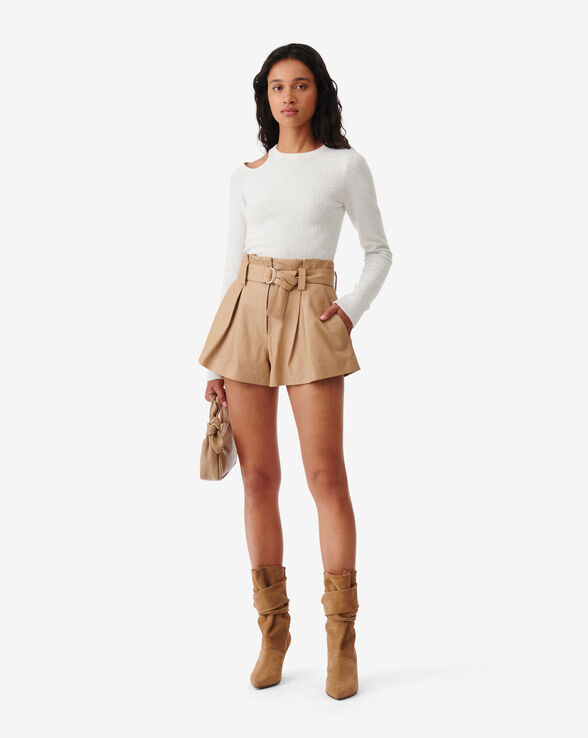MORIN BELTED LEATHER SHORTS