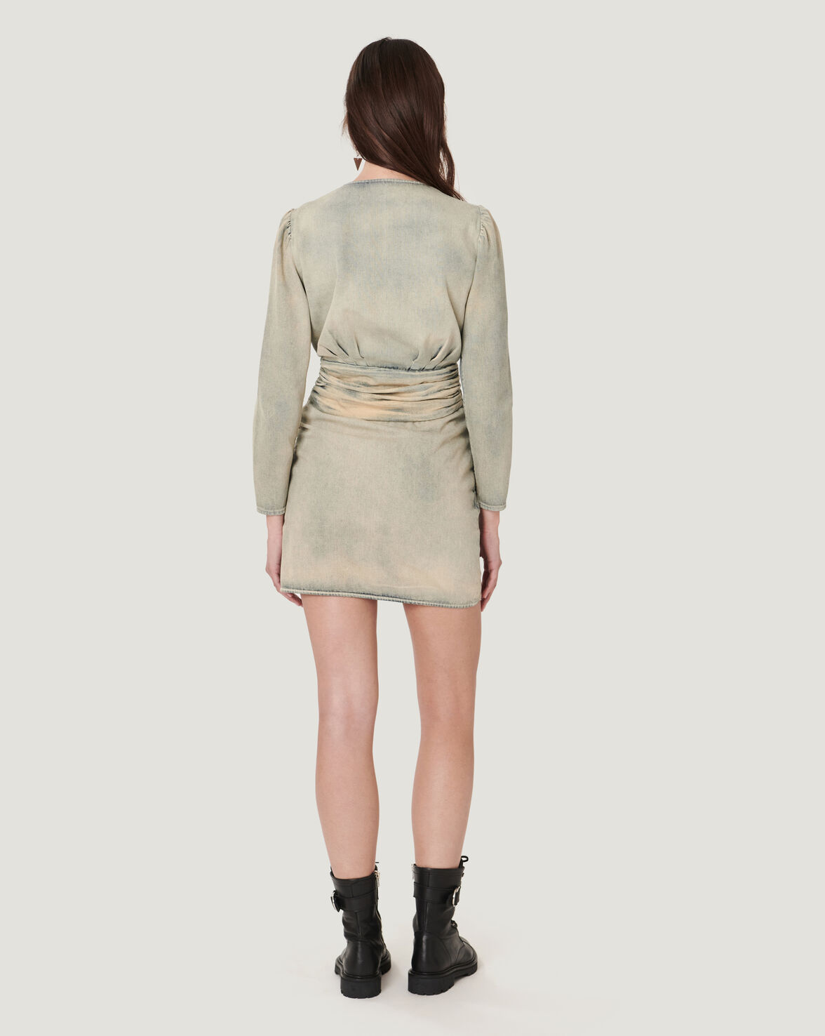 JUVARNA STONE WASH DENIM MINI DRESS image number null