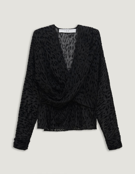 LENY DRAPE FRONT LEOPARD PRINT TOP