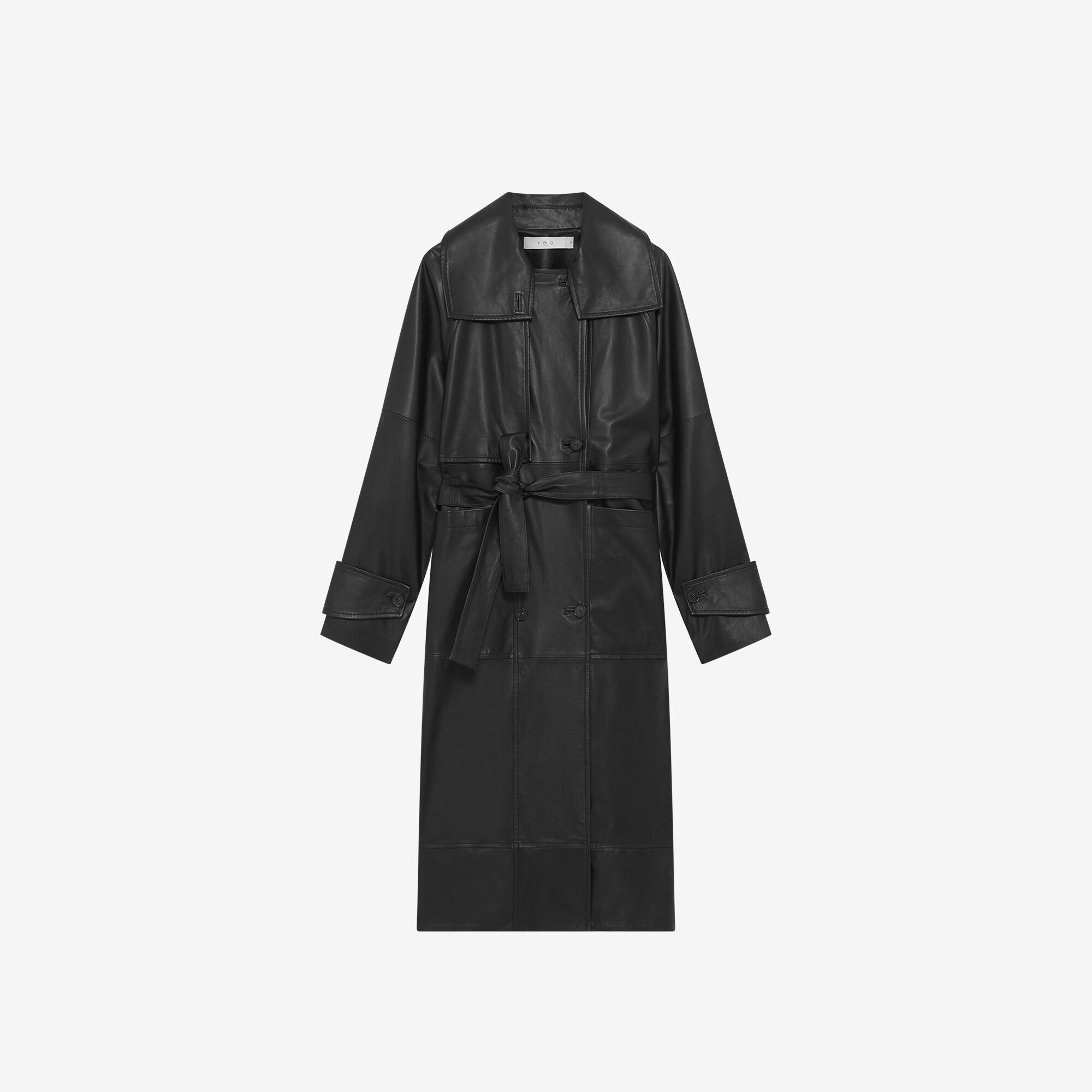 CORDOBA women black long leather trench coat | IRO