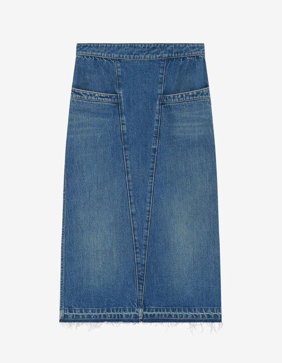 JUPE MIDI EN JEAN DÉLAVÉ
