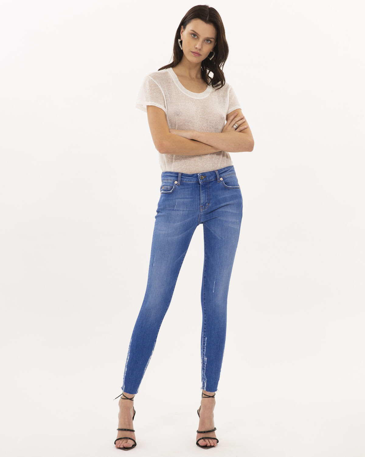 Photo of IRO Paris Candy Jeans Blue - These Denim Skinny Pants Are Distinguished By Their Destroys And Openwork Details. Wear Them With A Pair Of Pumps For A Resolutely Rock And Modern Look. Denim